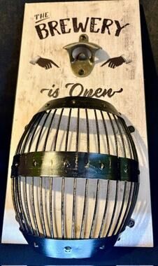 Man Cave Sign The Brewery Is Open Hanging Wall Sign 15"x8"